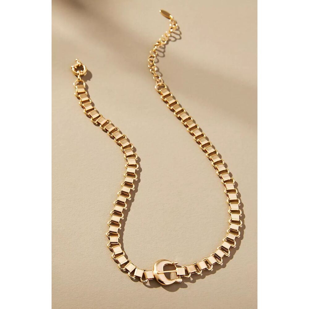 NWT 14k Gold Plated Western Buckle Necklace by Anthropologie